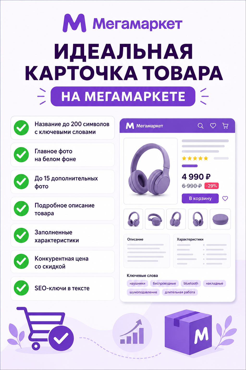 Чек-лист идеальной карточки товара на Мегамаркете: название, фото, описание, характеристики