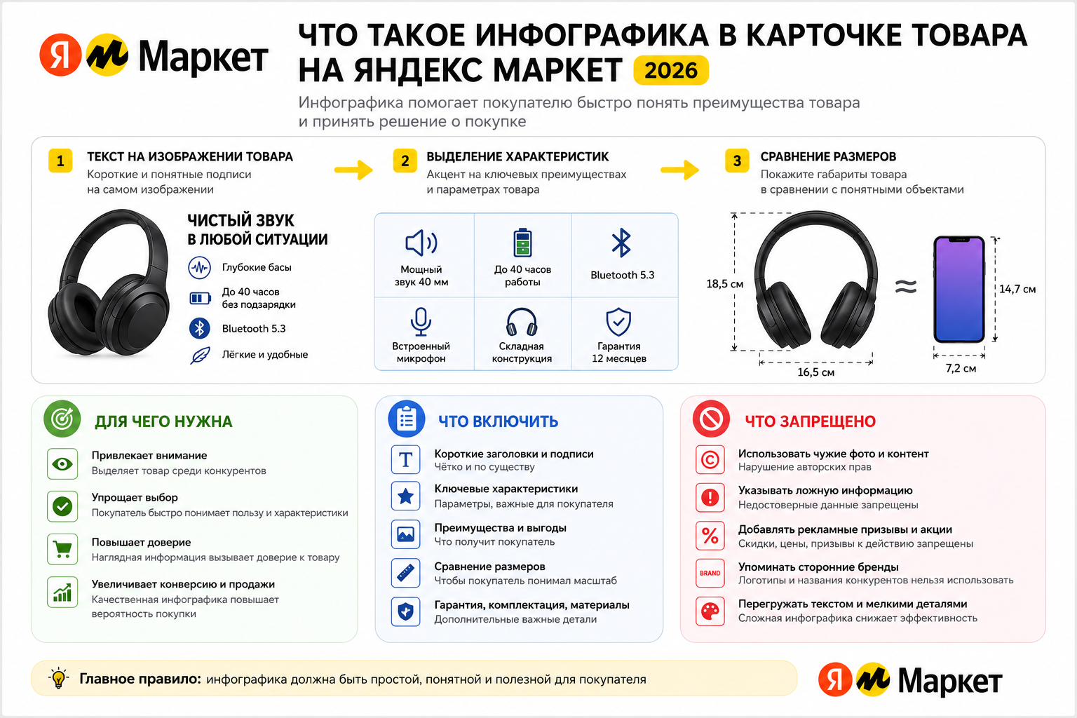 Инфографика в карточке товара на Яндекс Маркет: для чего нужна, что включить, что запрещено