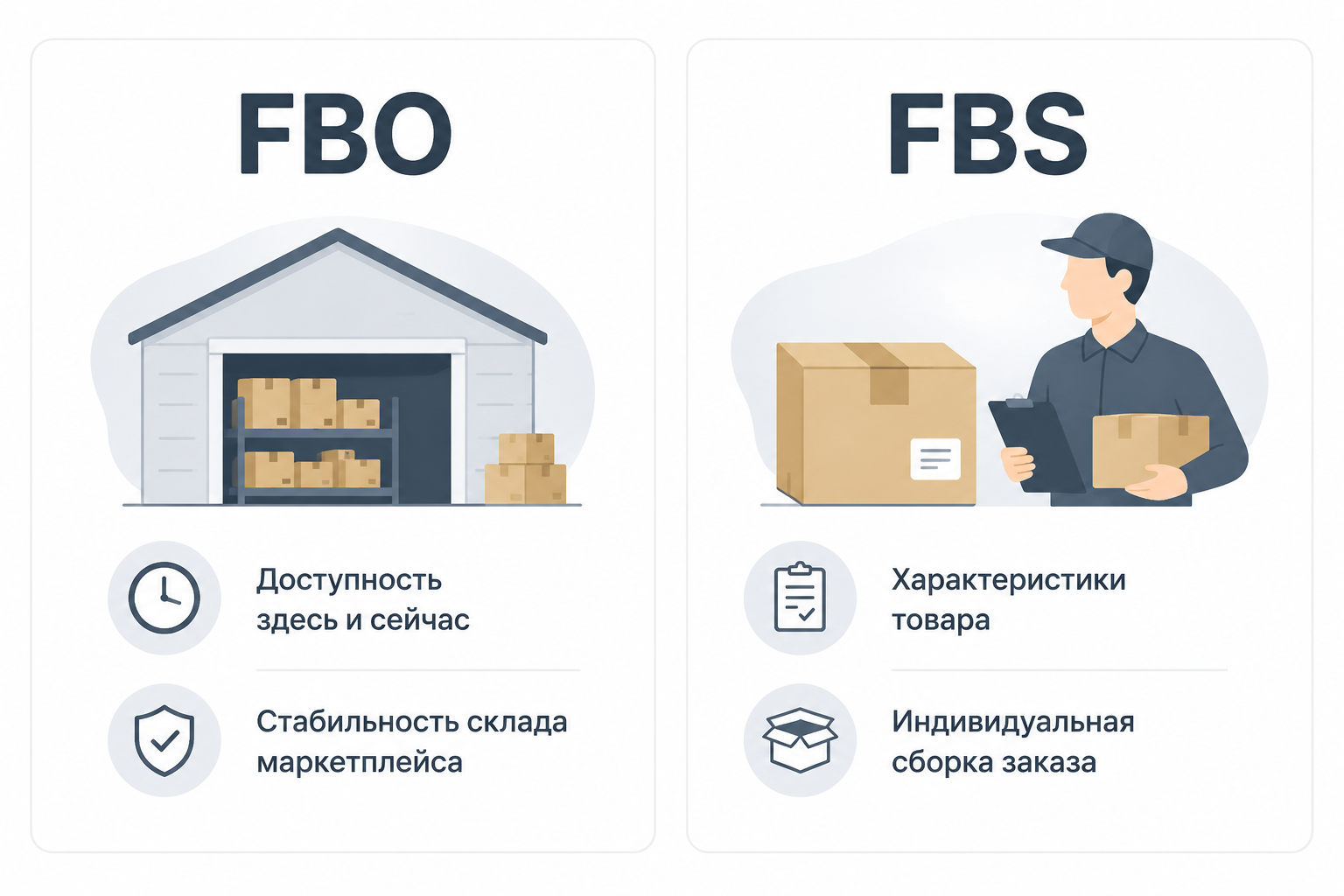 Чек-лист акцентов инфографики карточки для схем FBO и FBS