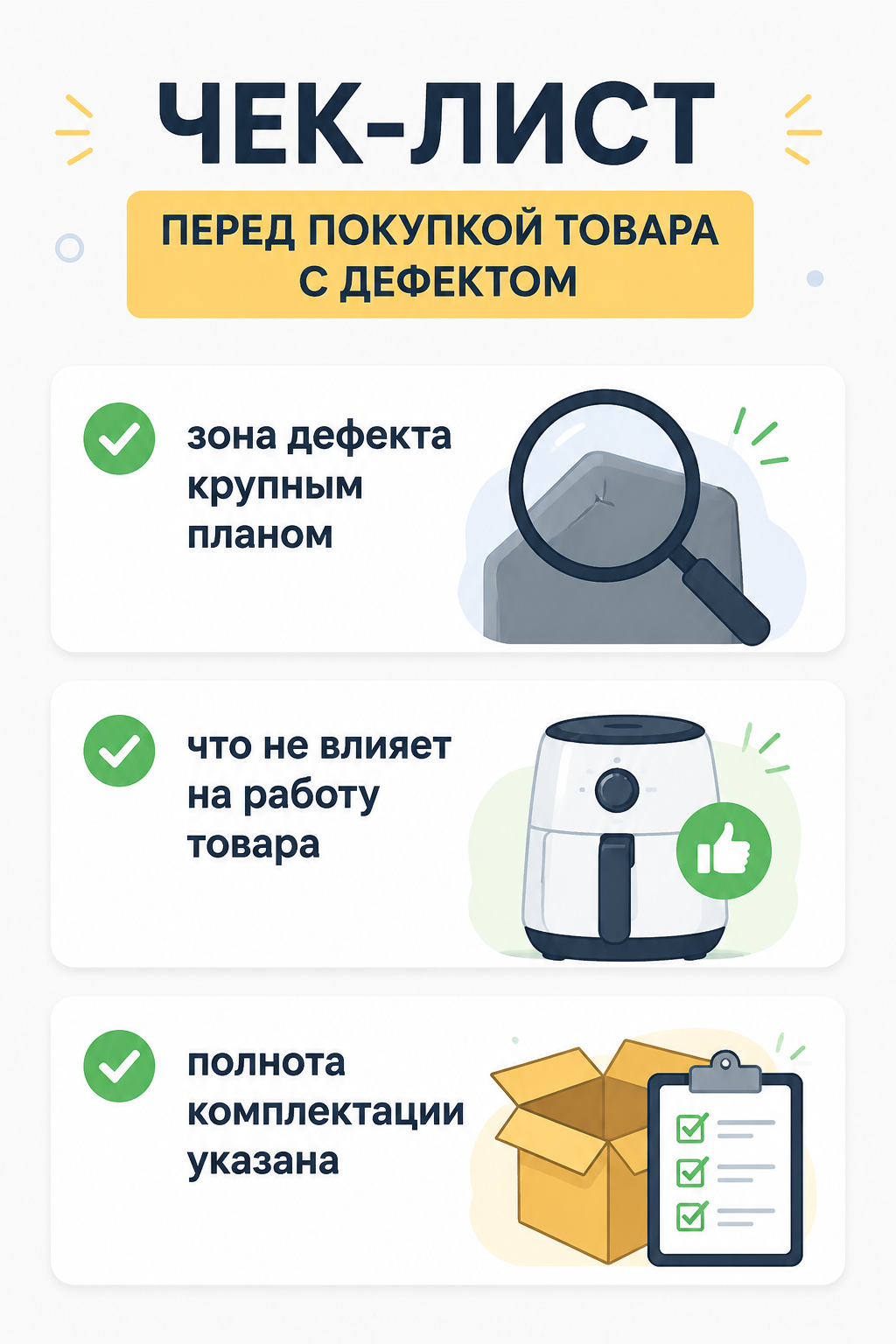 Чек-лист честного раскрытия дефекта уценённого товара в карточке