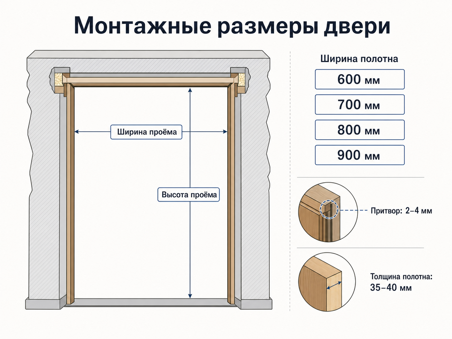монтажные размеры двери карточка товара