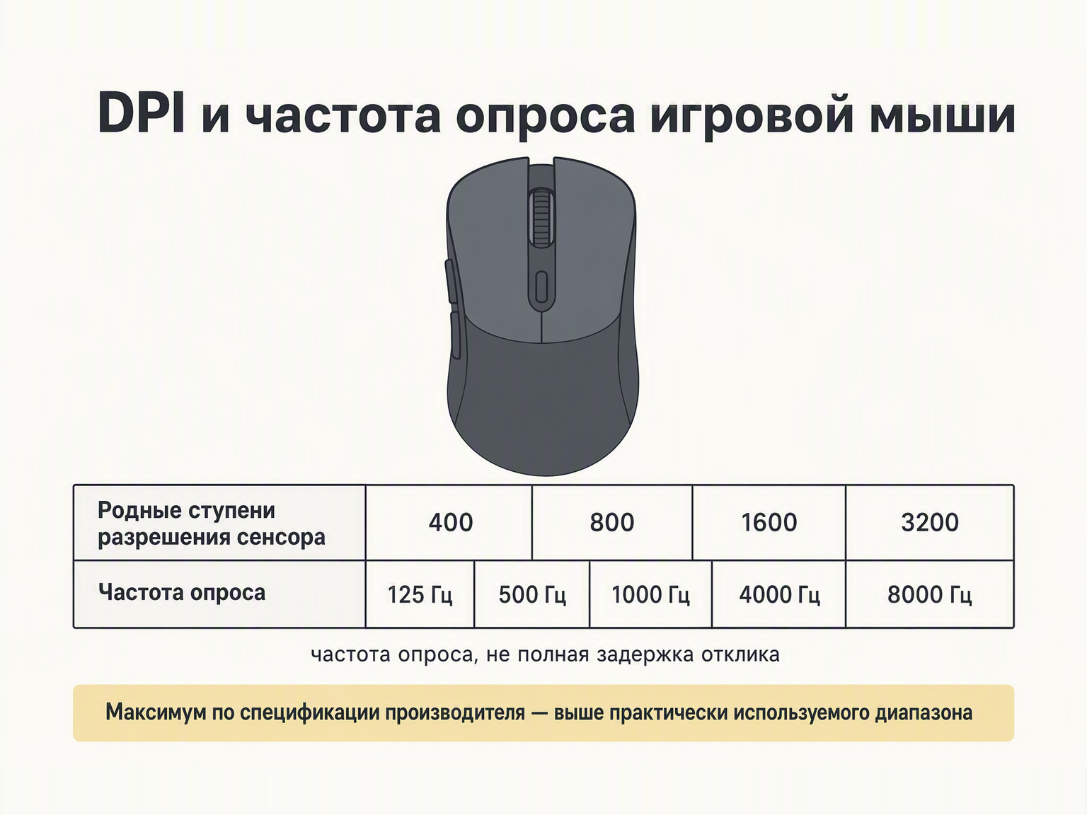 DPI игровой мыши таблица карточка товара