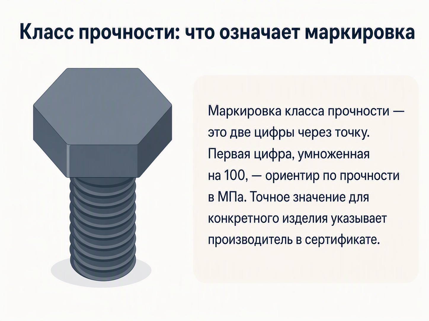 класс прочности болта — маркировка на слайде карточки товара