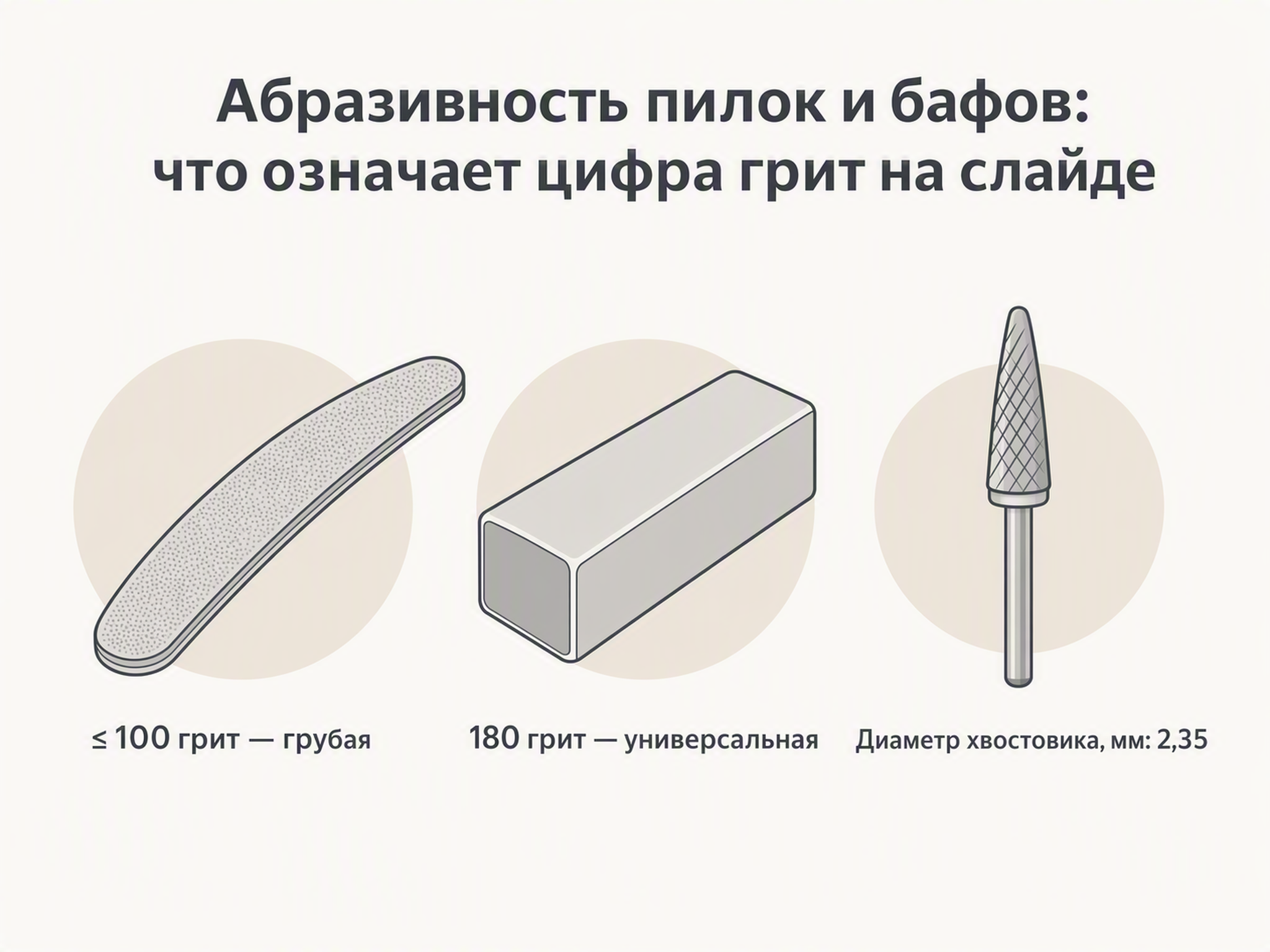 абразивность пилки в грит на слайде инфографики