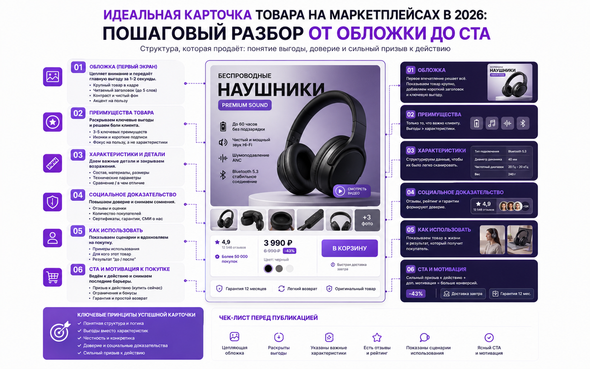 Идеальная карточка товара на маркетплейсах в 2026