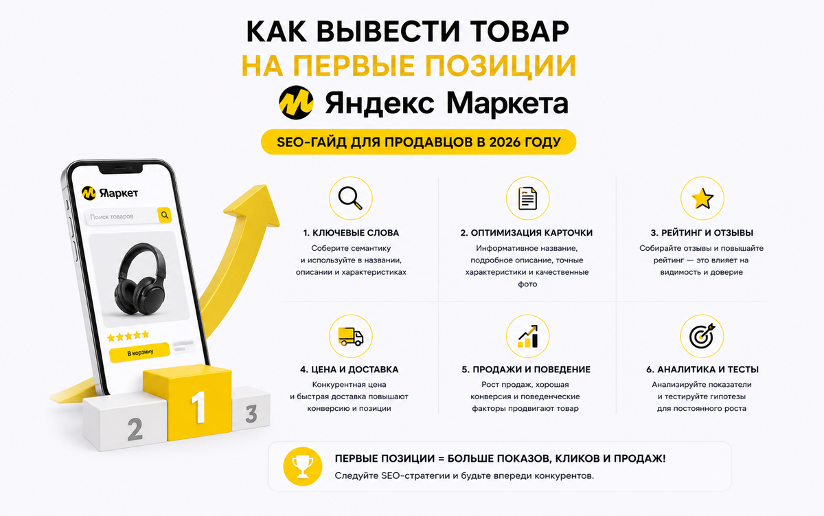 Как вывести товар на первые позиции Яндекс Маркета в 2026 году