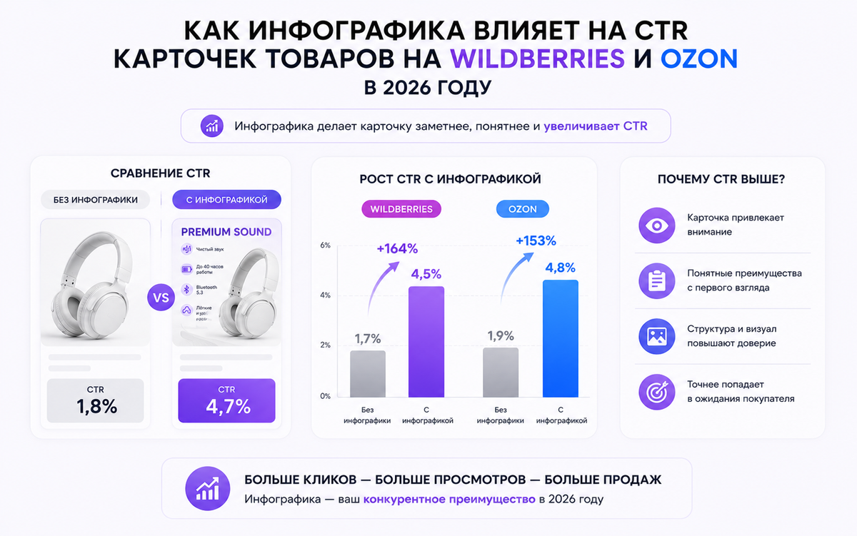 Как инфографика влияет на CTR карточек товаров на Wildberries и Ozon