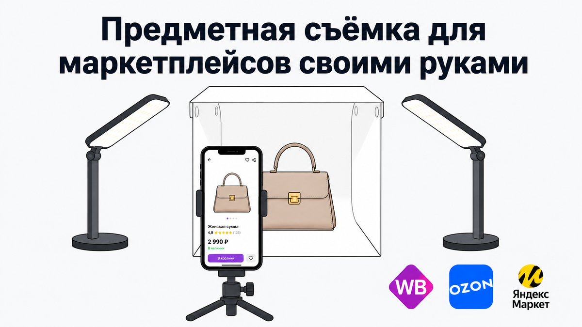 Схема домашней предметной студии для съёмки товаров на маркетплейсы