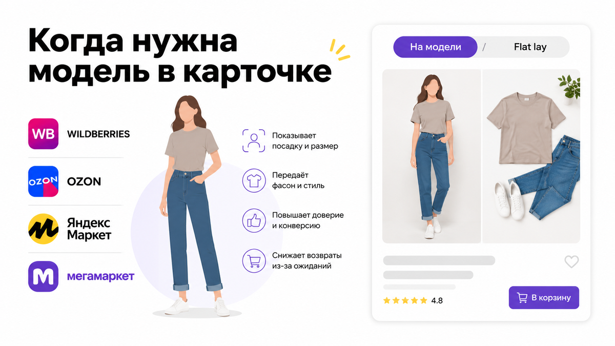 Когда нужна модель в карточке товара на маркетплейсе