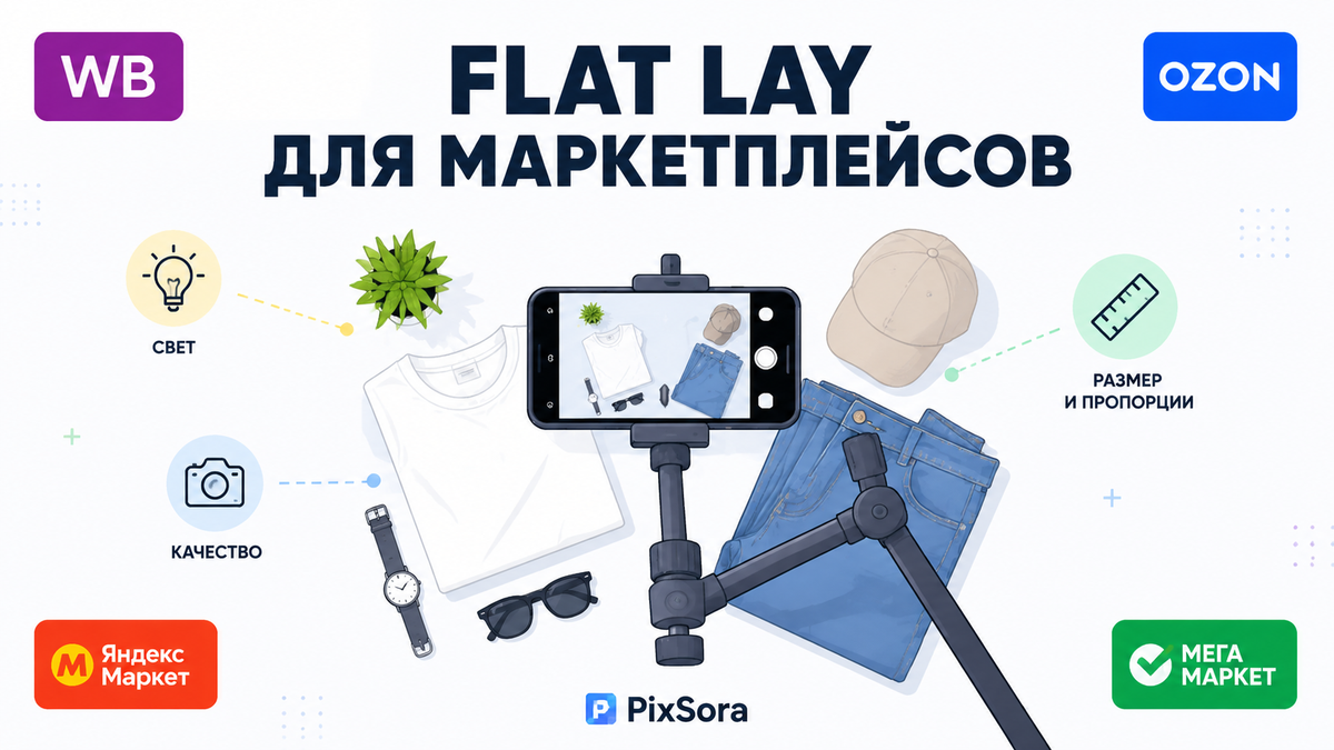 Flat lay для маркетплейсов — инструкция по съёмке товара сверху