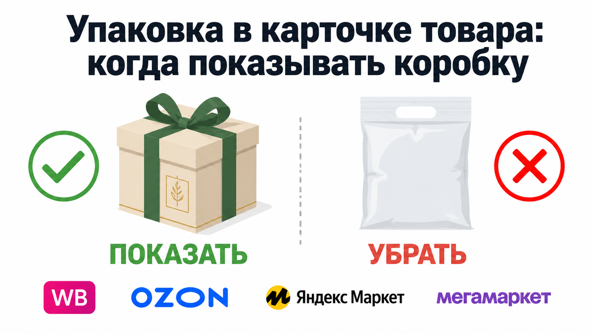 Инфографика: когда показывать упаковку в карточке товара на маркетплейсе, а когда нет