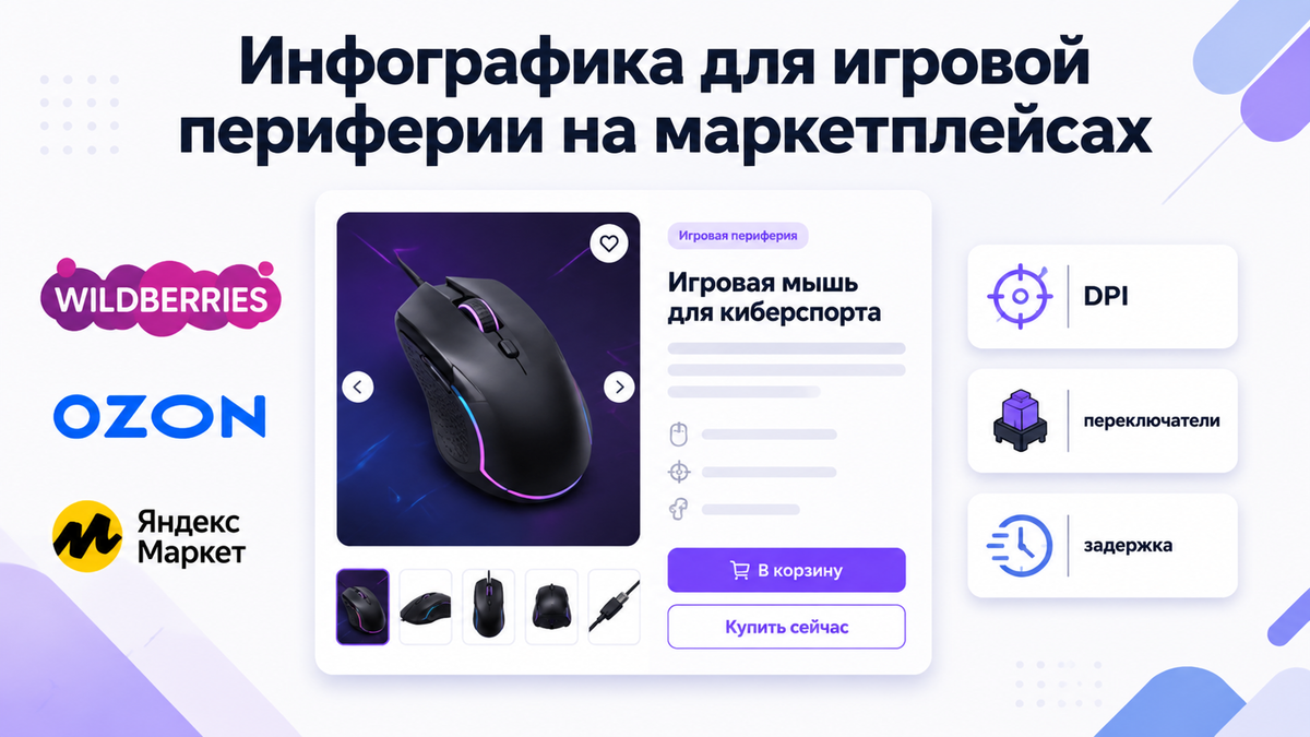 инфографика для игровой мыши на маркетплейсе