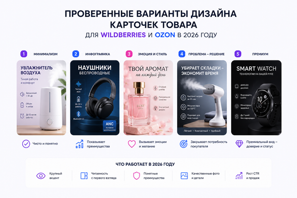 Проверенные варианты дизайна карточек товара для Wildberries и Ozon