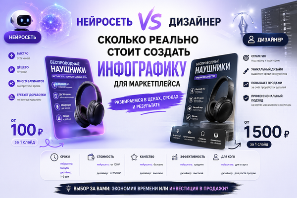 Нейросеть vs дизайнер: сколько реально стоит создать инфографику для маркетплейса