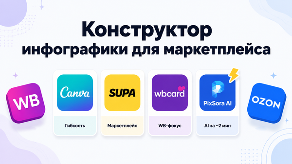 Конструктор инфографики для маркетплейса: честный обзор Canva, SUPA, wbcard и AI-решений