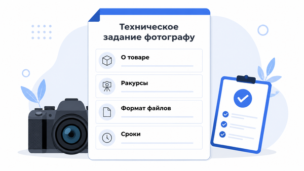 Бланк технического задания фотографу с иконками камеры и чек-листа