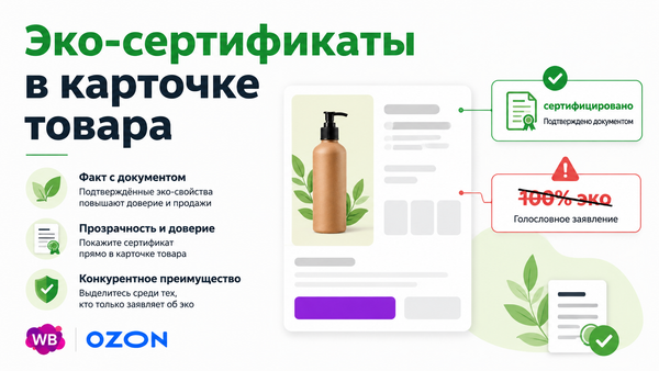 Эко-сертификаты и гринвошинг в карточке товара маркетплейса — обложка статьи