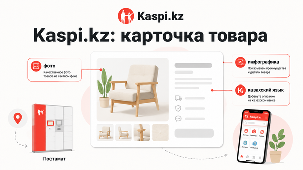 Обложка статьи: карточка товара на Kaspi.kz — требования к фото и инфографике