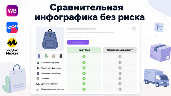 Обложка статьи о сравнительной инфографике на карточке товара маркетплейса