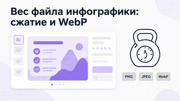 Инфографика карточки товара маркетплейса с обозначением форматов PNG, JPEG и WebP и индикатором веса файла