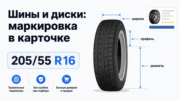 Инфографика карточки товара с расшифровкой маркировки шины и диска