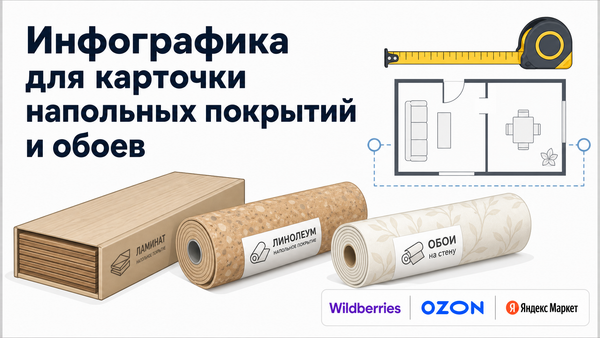 Инфографика карточки товара для напольных покрытий и обоев на маркетплейсе